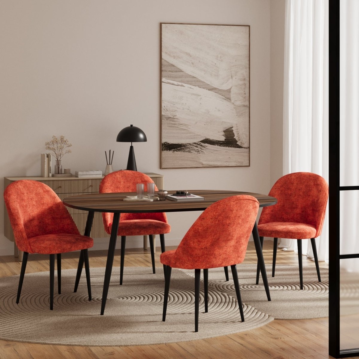 Lot de 2 chaises en velours & métal noir