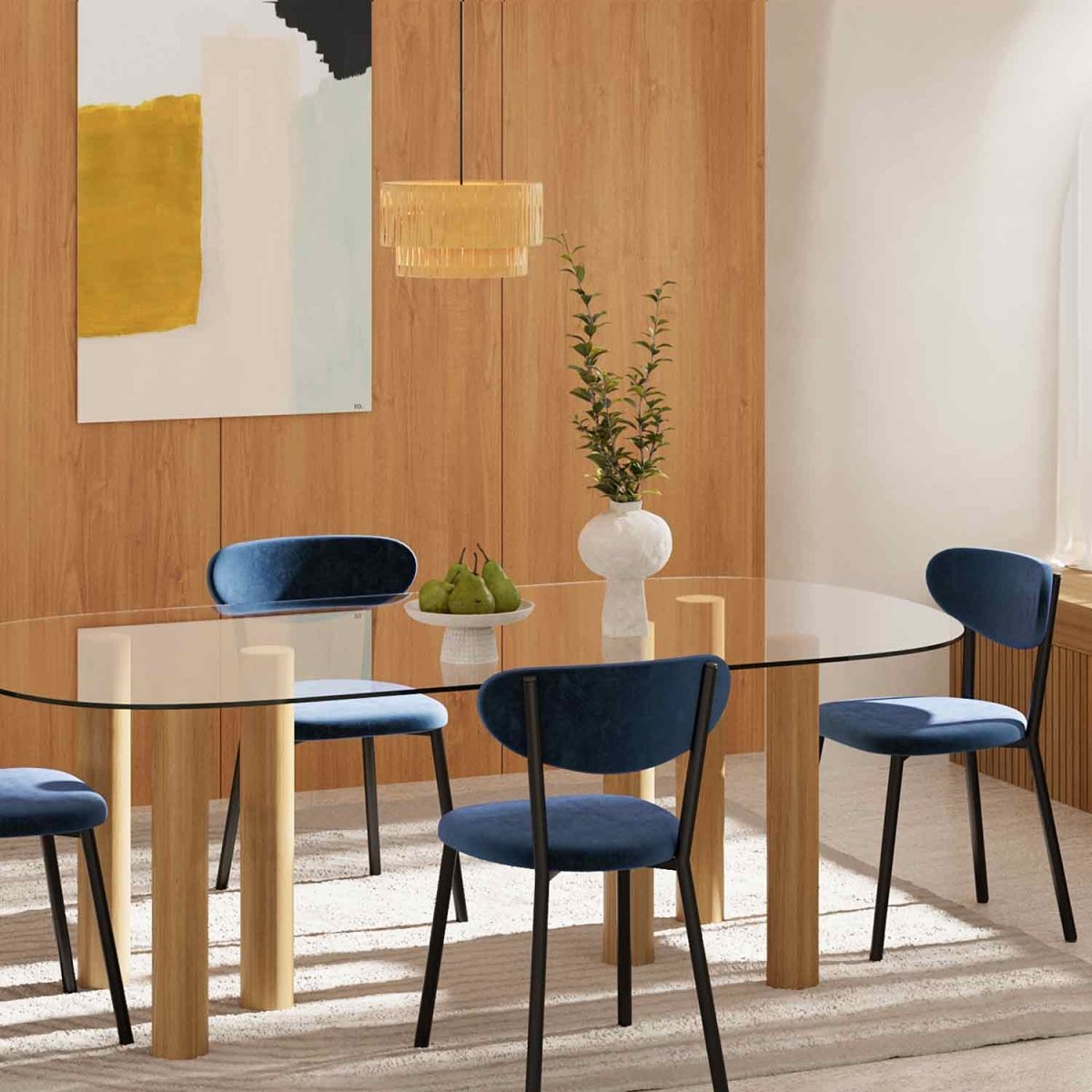Lot de 2 chaises velours pied métal