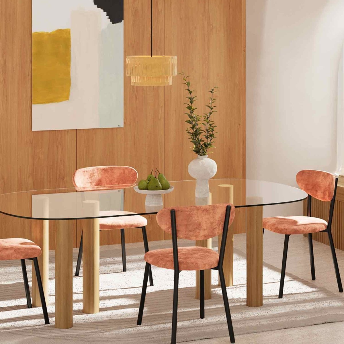 Lot de 2 chaises velours pied métal