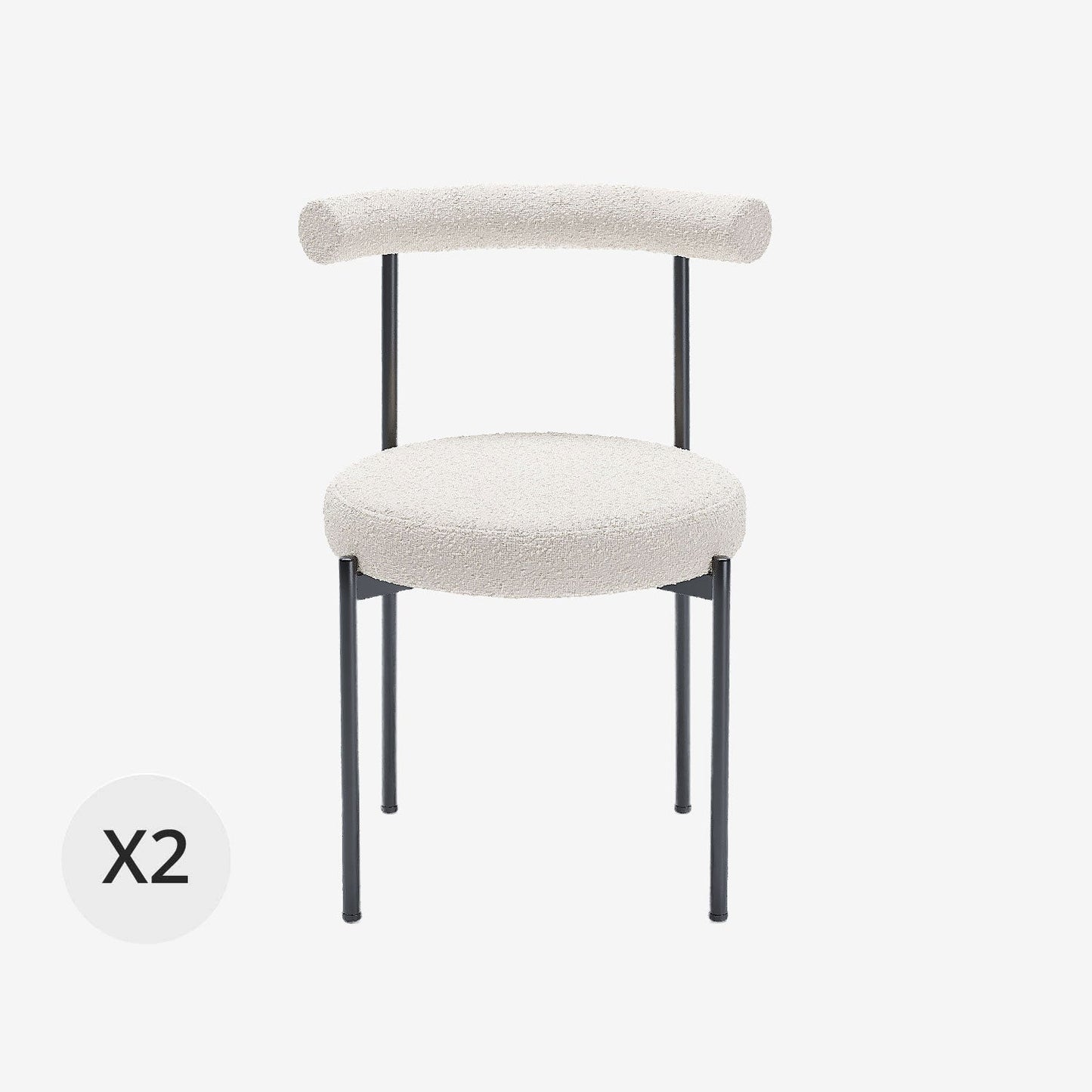 Lot de 2 chaises de salle à manger design moderne, bouclette blanche Julia