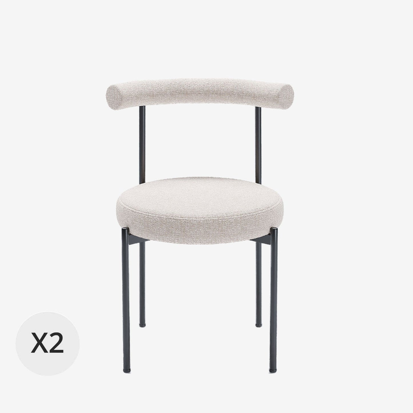 Lot de 2 chaises de salle à manger design moderne, velours crème Julia