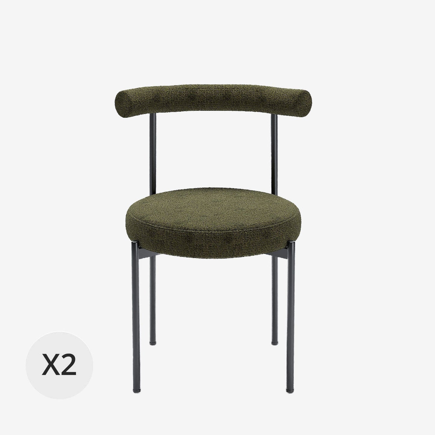 Lot de 2 chaises de salle à manger design moderne, velours vert Julia