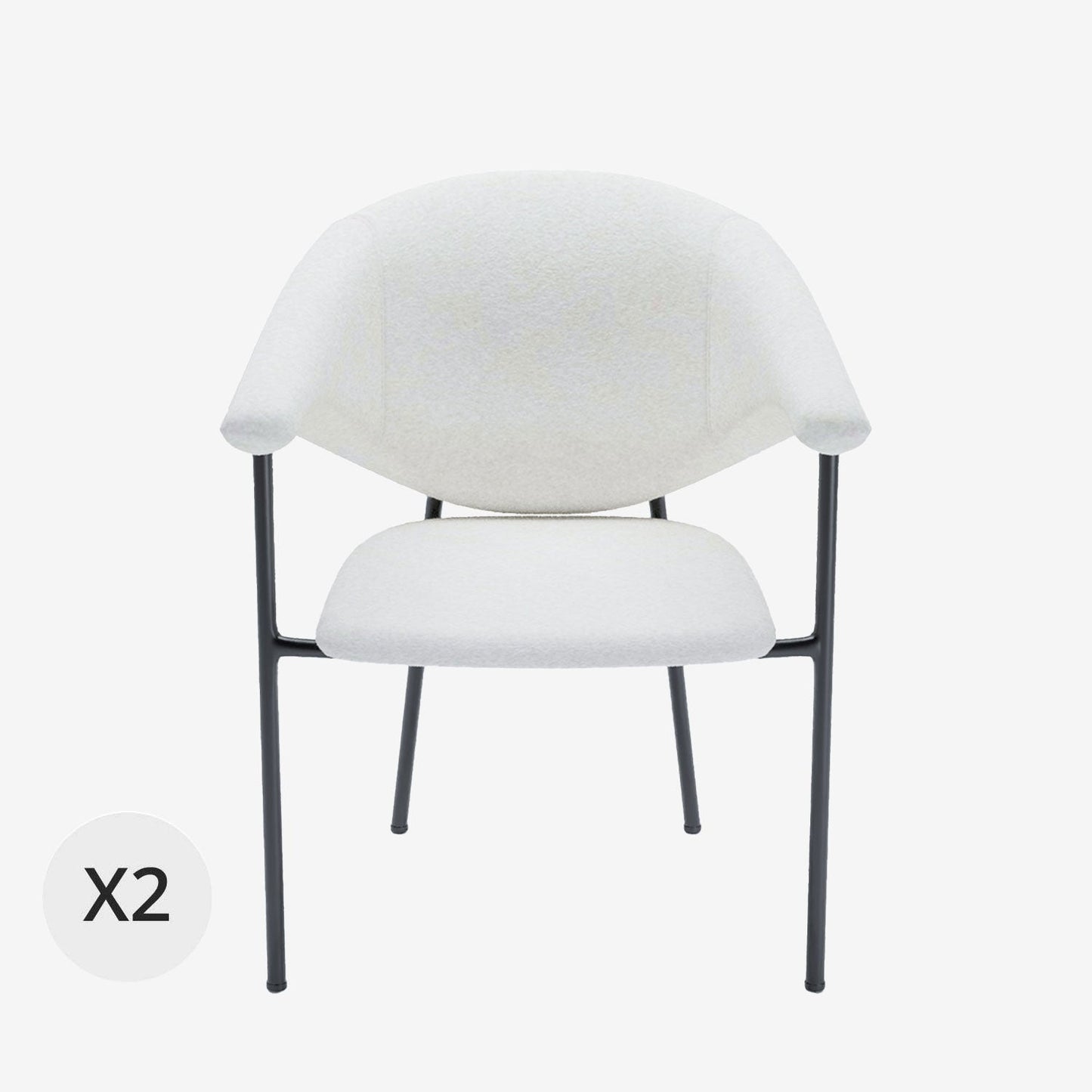 Lot de 2 chaises avec accoudoirs design en velours beige Jeanne