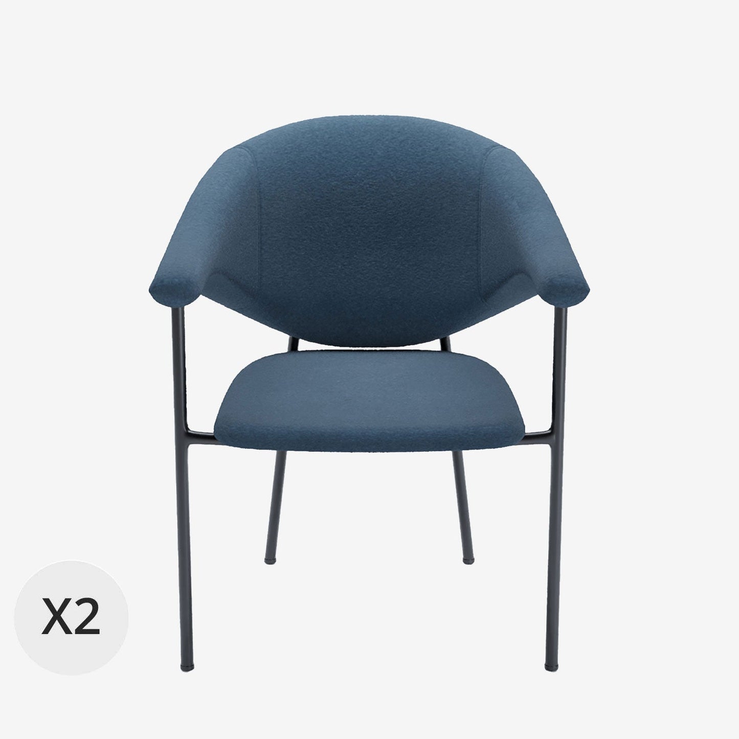Lot de 2 chaises avec accoudoirs design en velours bleu Jeanne