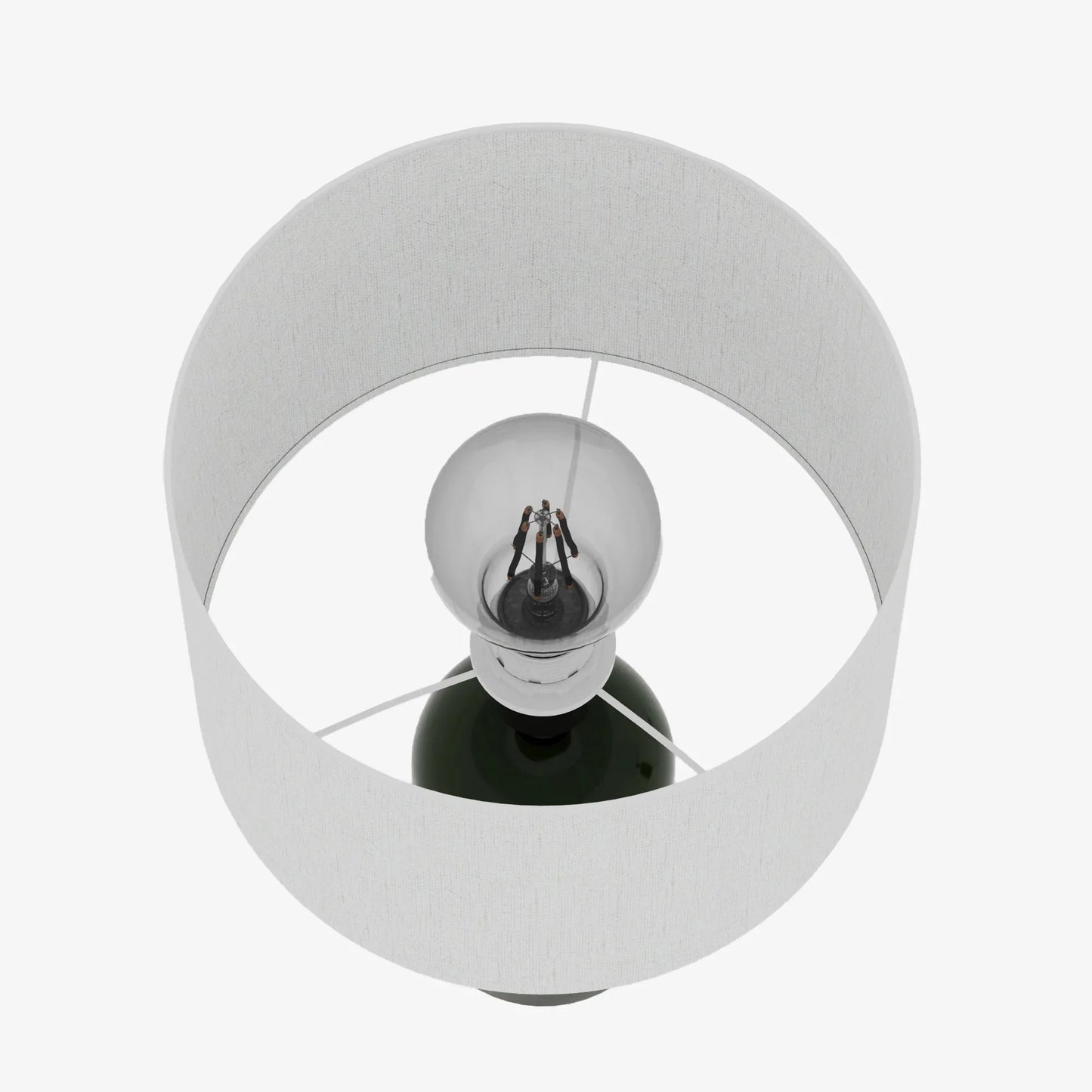 Becker - Lampe à poser en céramique verte avec abat-jour en lin naturel