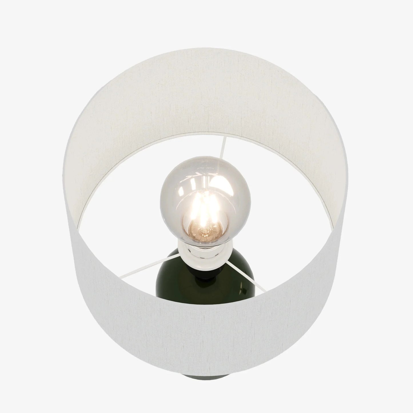 Becker - Lampe à poser en céramique verte avec abat-jour en lin naturel