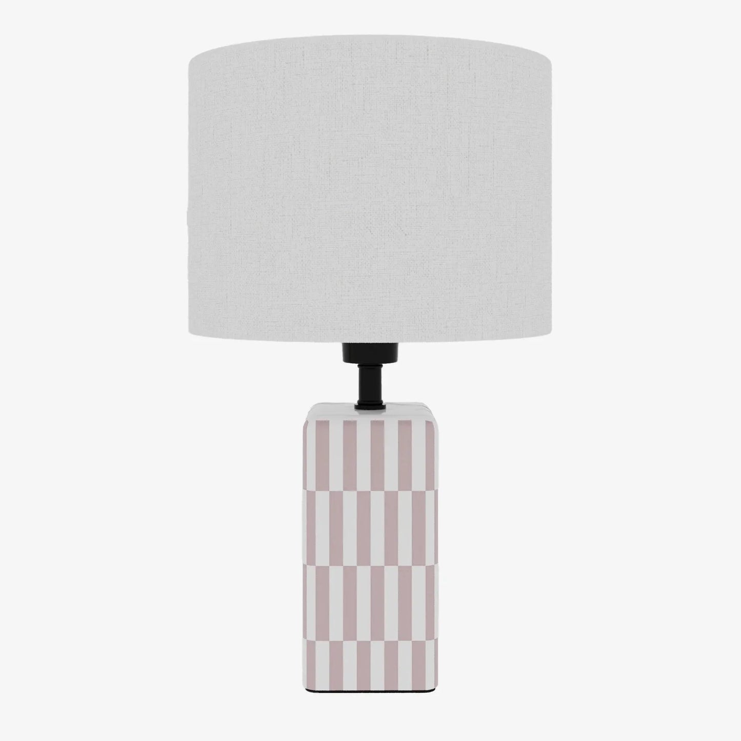 Lampe à poser Manet – céramique rose poudré et lin naturel