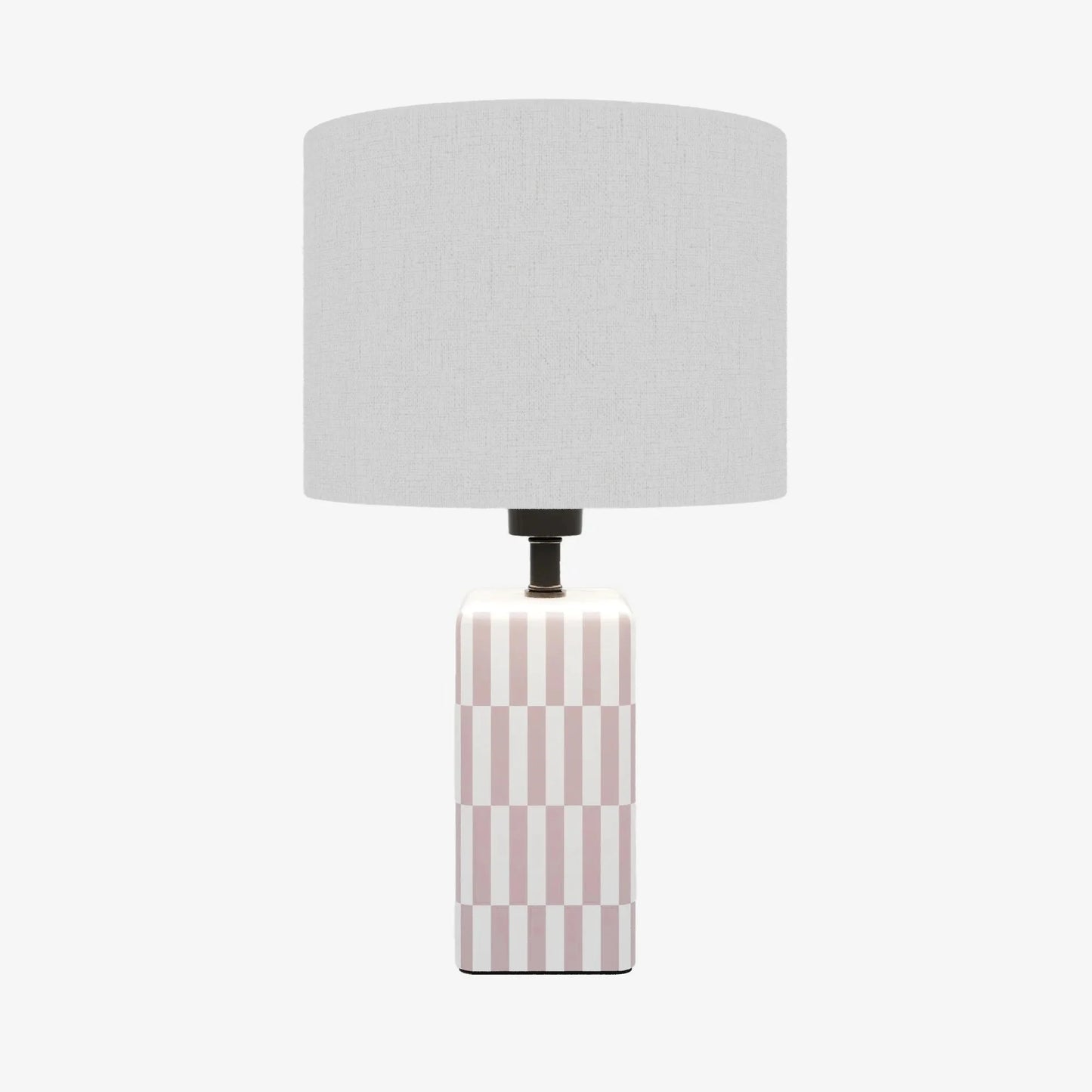 Lampe à poser Manet – céramique rose poudré et lin naturel