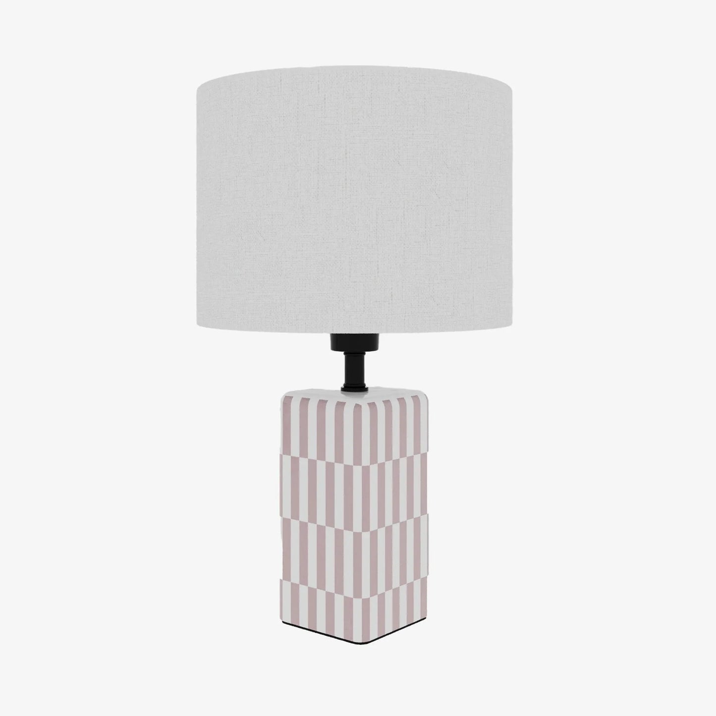 Lampe à poser Manet – céramique rose poudré et lin naturel