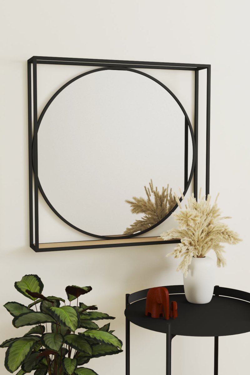 Miroir à formes géométriques en métal noir