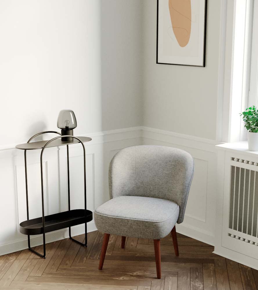 Petit fauteuil de salon en tissu gris