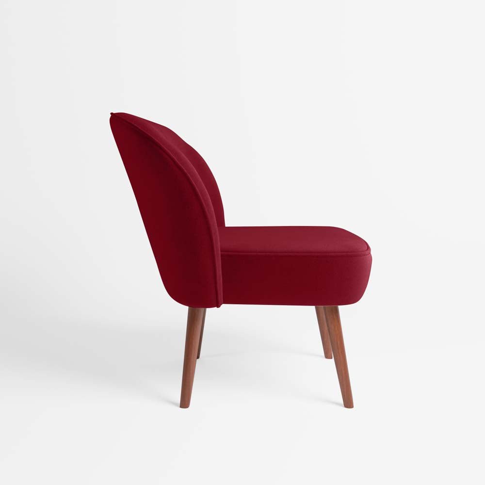 Petit fauteuil de salon en velours bordeaux