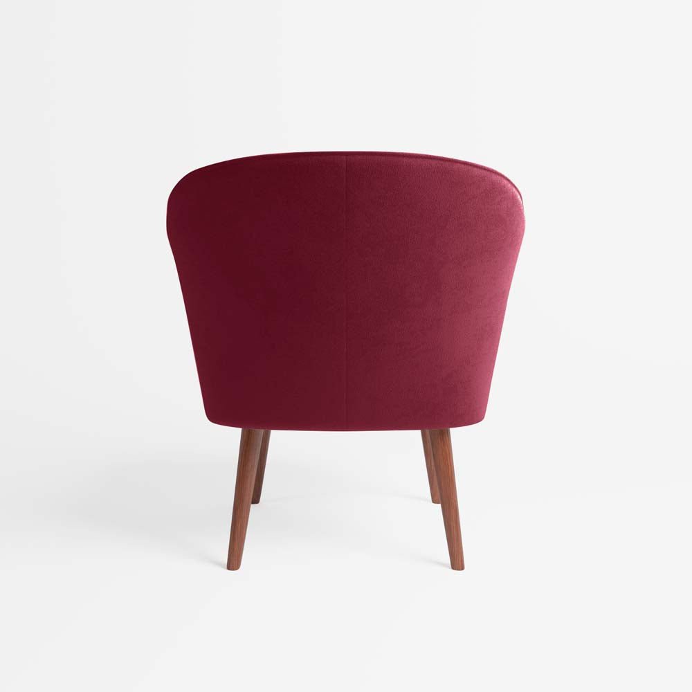 Petit fauteuil de salon en velours bordeaux
