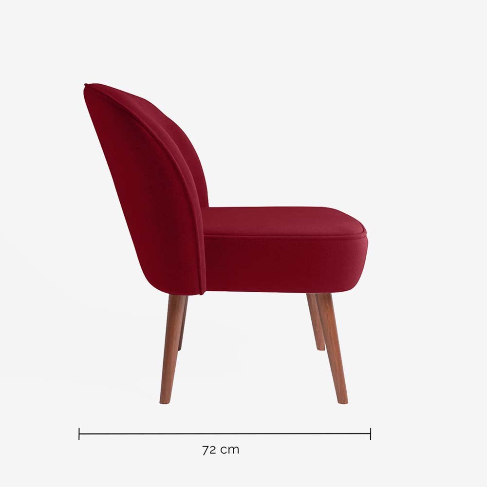 Petit fauteuil de salon en velours bordeaux