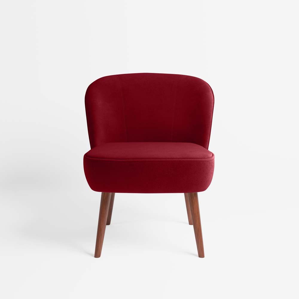 Petit fauteuil de salon en velours bordeaux