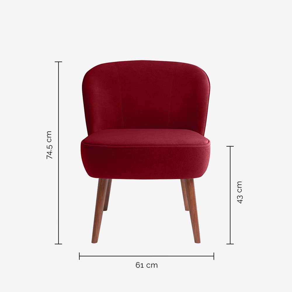Petit fauteuil de salon en velours bordeaux