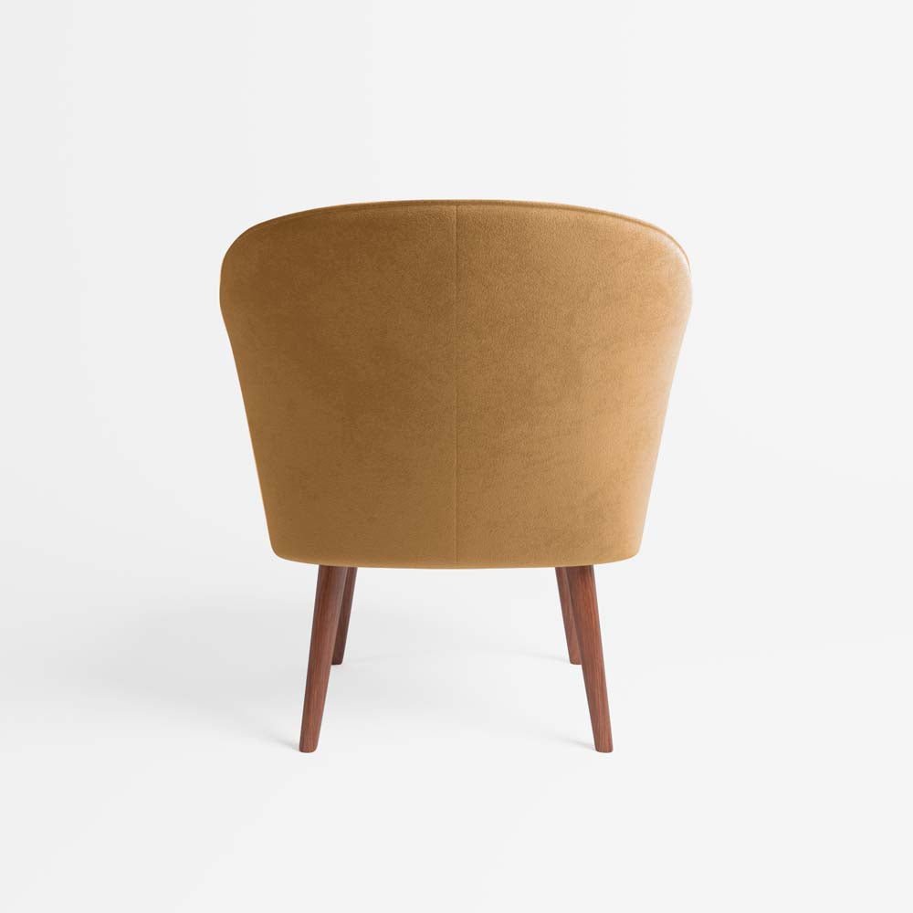 Petit fauteuil de salon en velours camel
