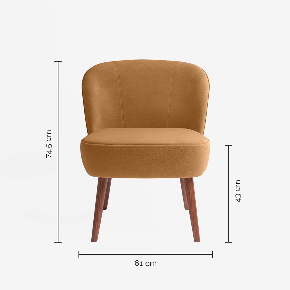 Petit fauteuil de salon en velours camel