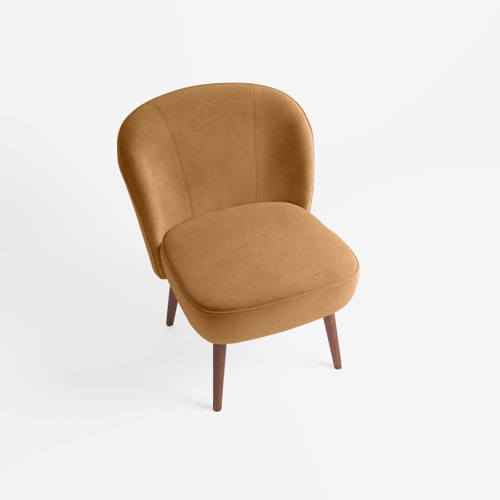 Petit fauteuil de salon en velours camel