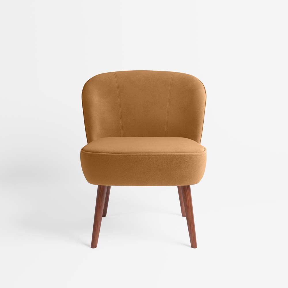Petit fauteuil de salon en velours camel