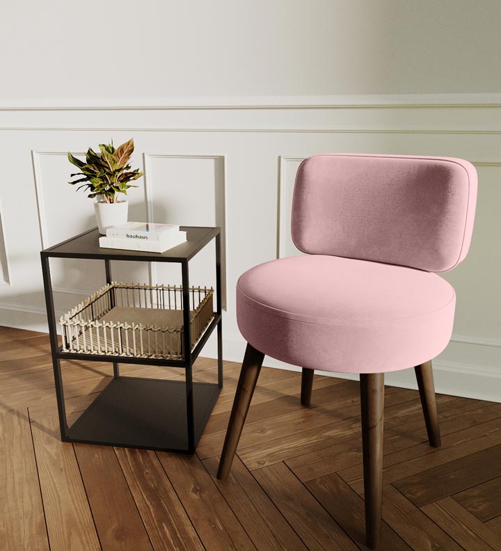 Petit fauteuil en velours rose vintage
