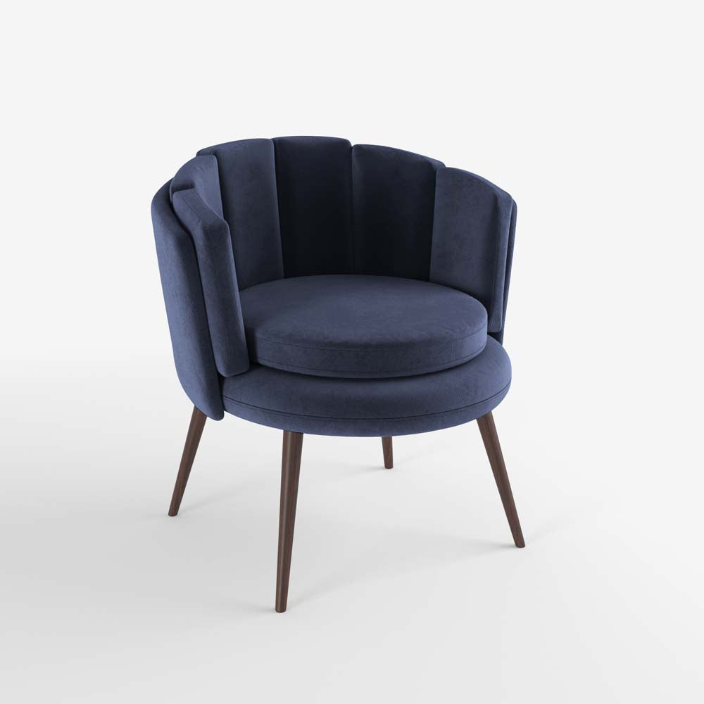 Fauteuil en velours bleu nuit