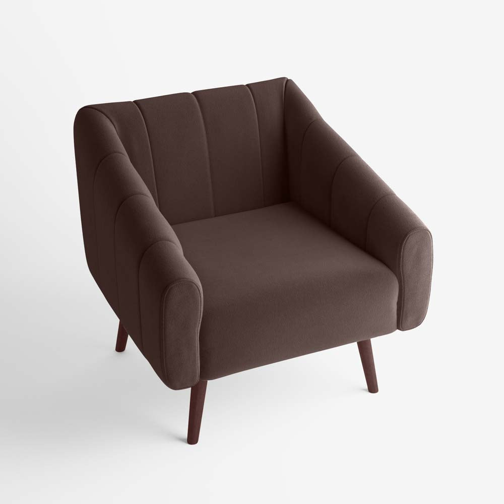 Fauteuil en velours marron