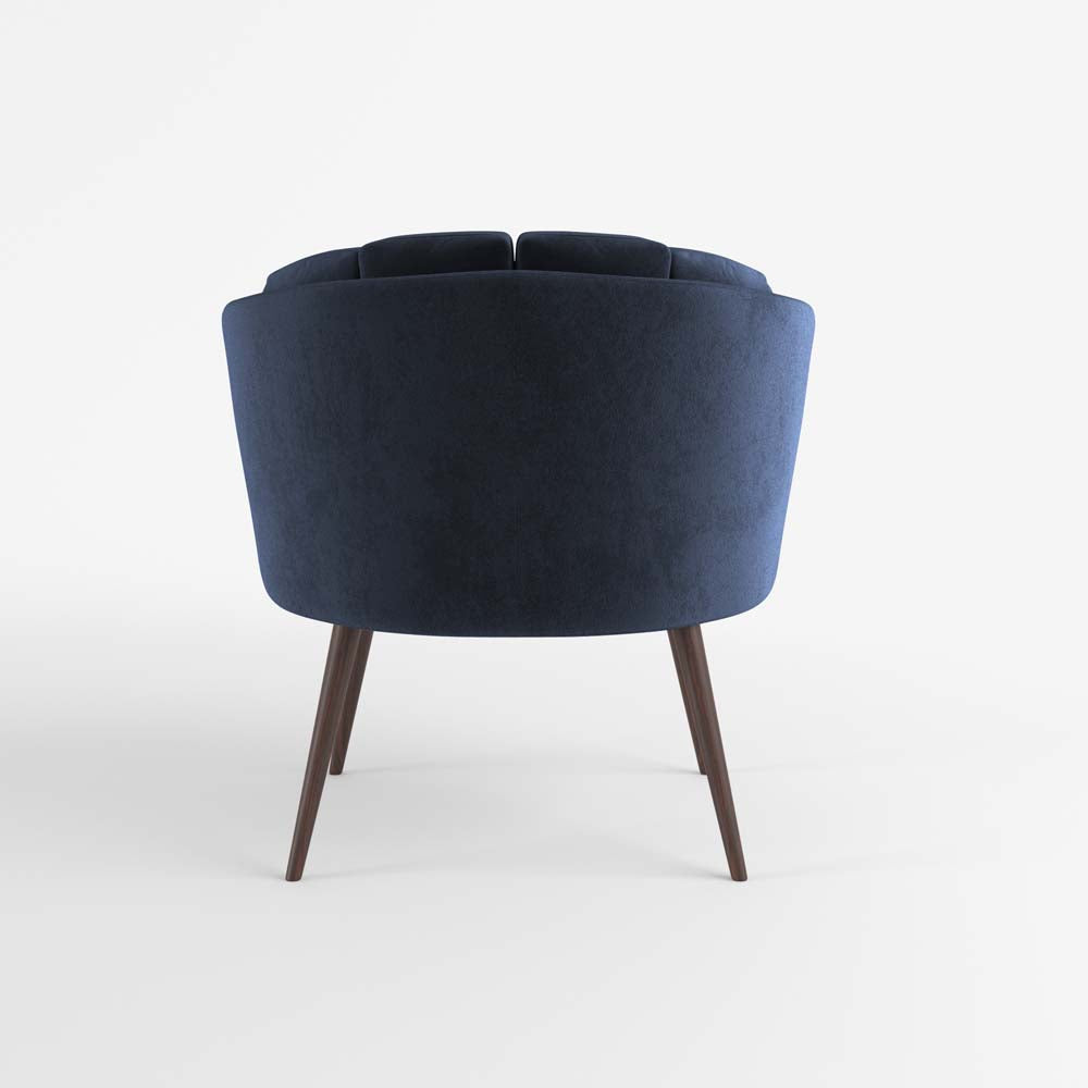 Fauteuil en velours bleu nuit