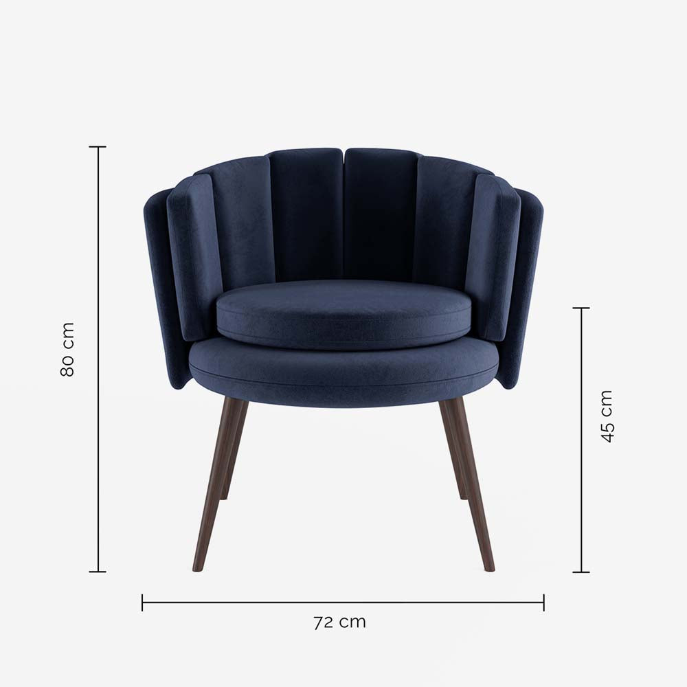 Fauteuil en velours bleu nuit
