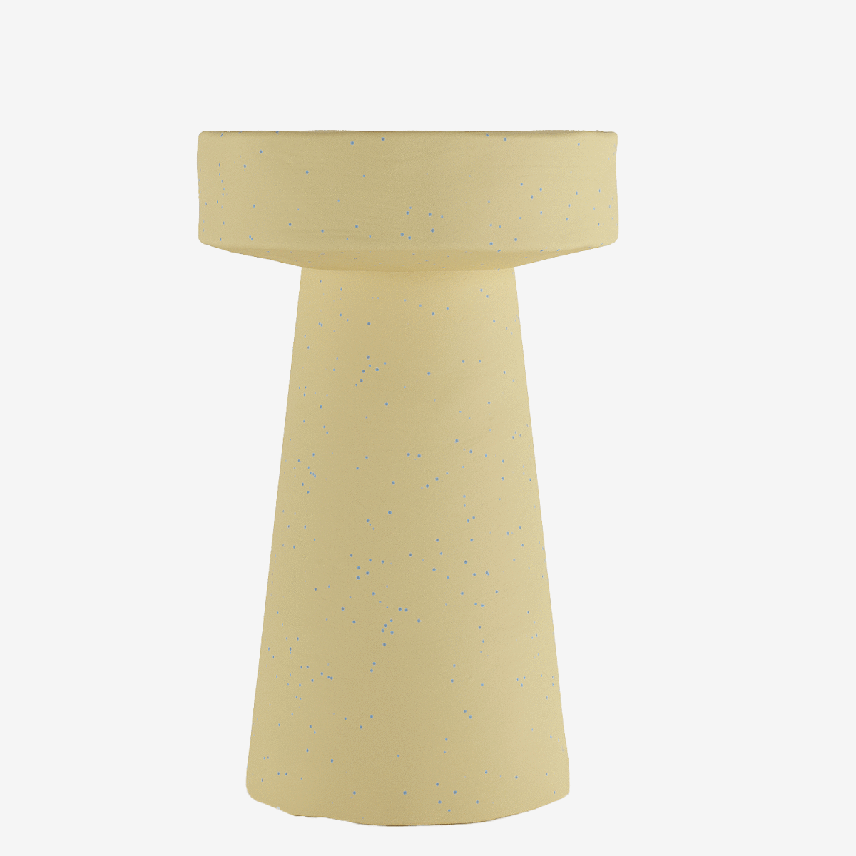 Petite table d'appoint ronde design en magnésie mouchetée de bleu Anémone