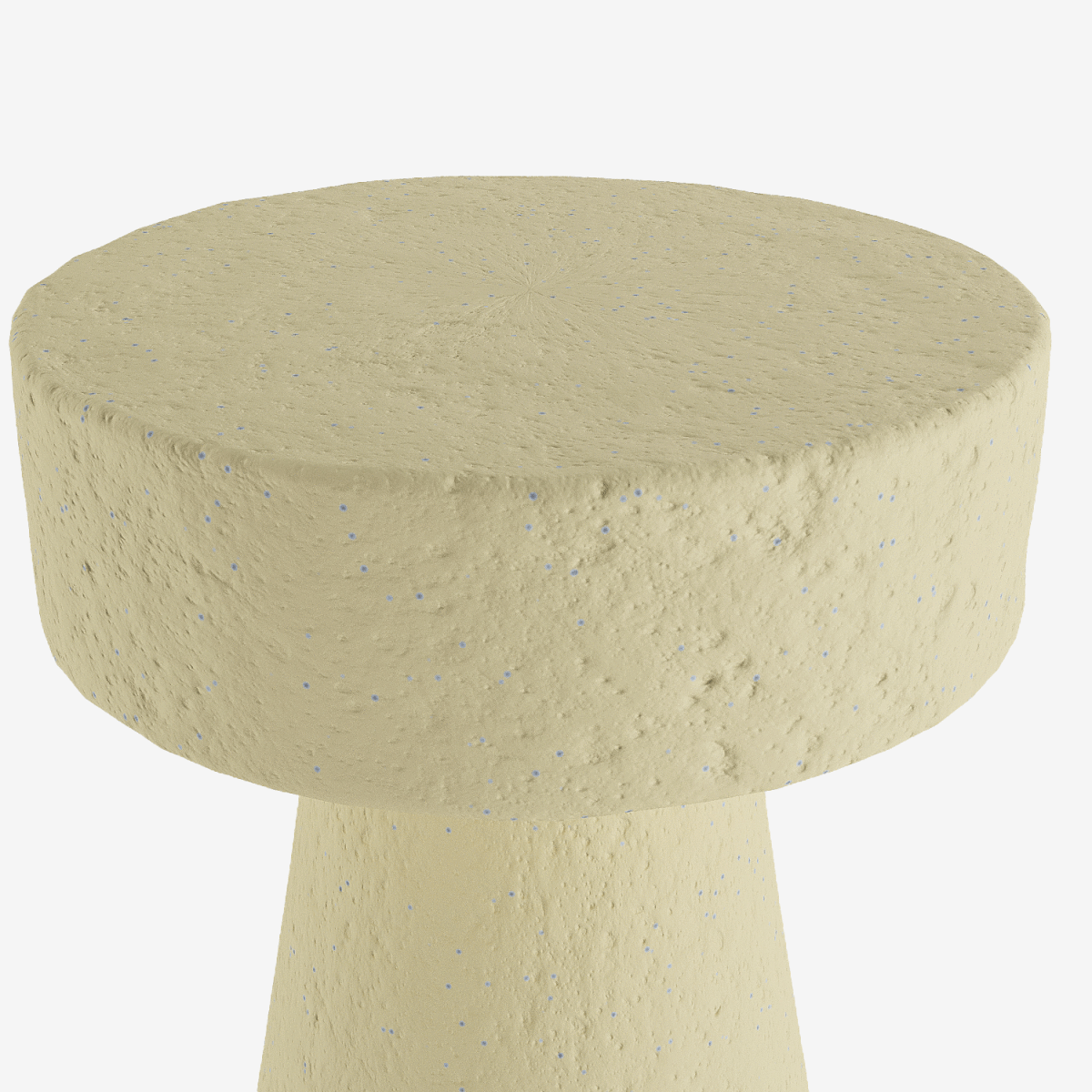 Table d'appoint circulaire en magnésie crème mouchetée bleu Marguerite