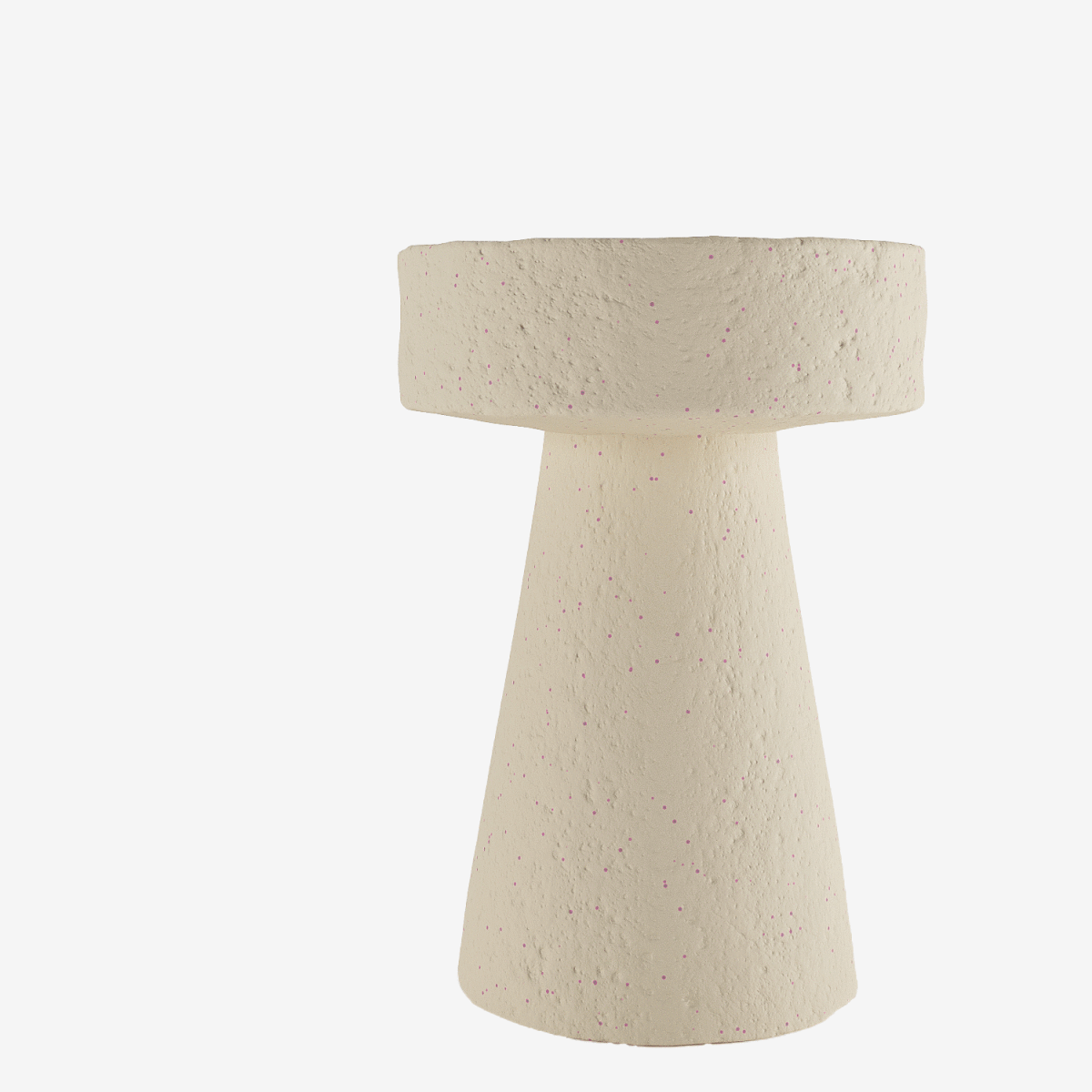 Table d'appoint circulaire en magnésie crème mouchetée rose Marguerite