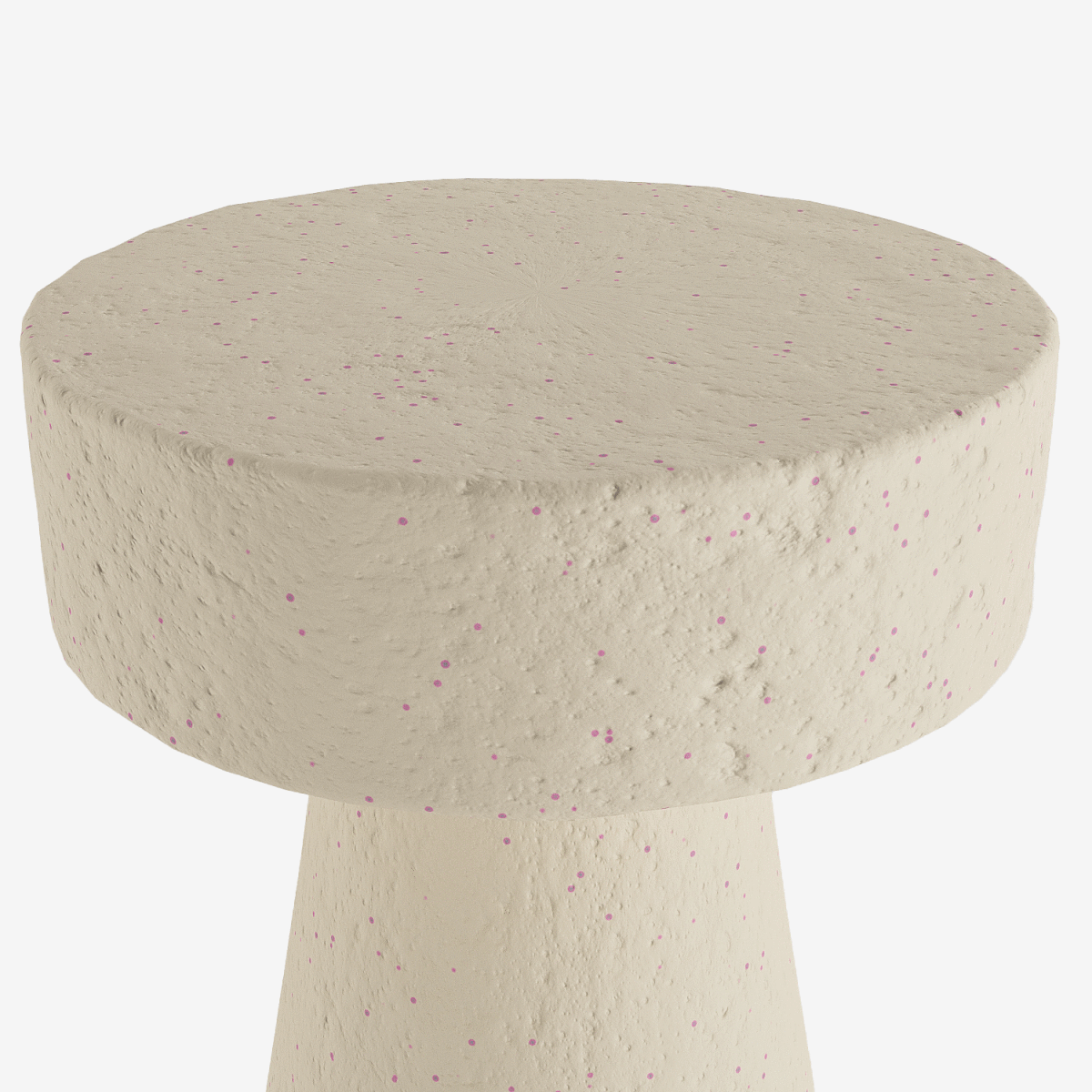 Table d'appoint circulaire en magnésie crème mouchetée rose Marguerite