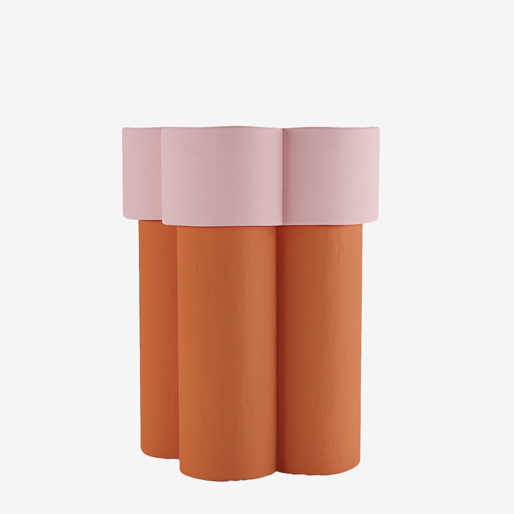 Table d'appoint en forme de fleur, magnésie orange et rose