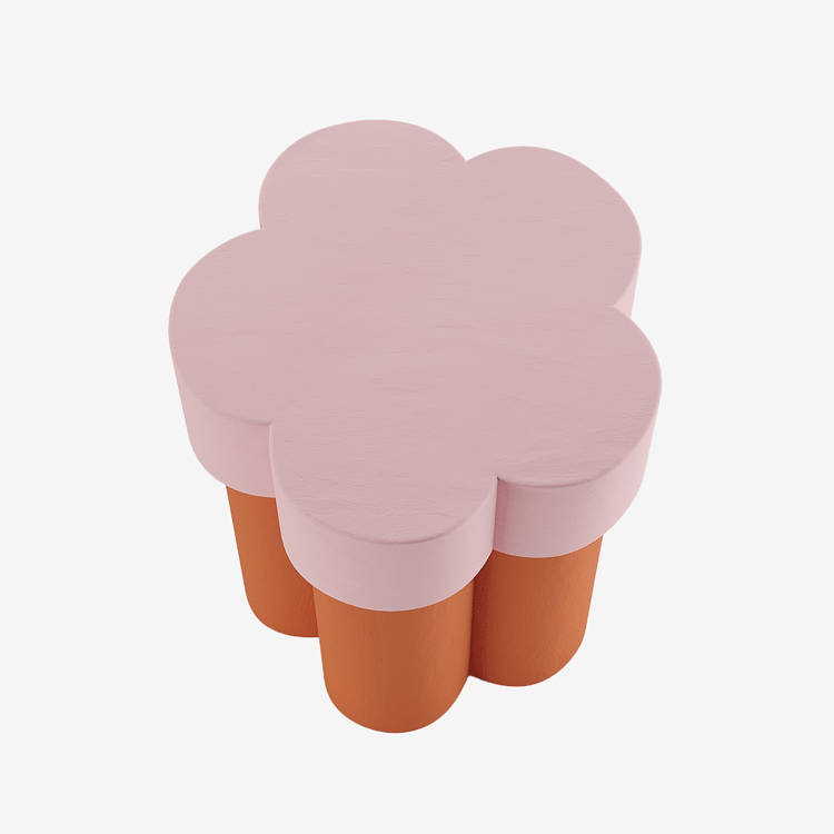 Table d'appoint en forme de fleur, magnésie orange et rose