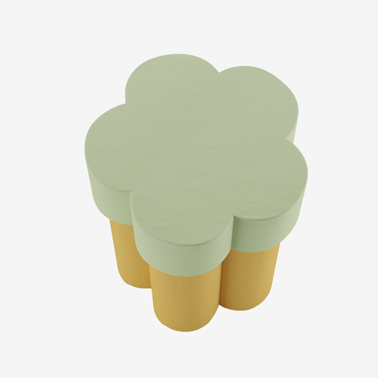 Table d'appoint en forme de fleur, magnésie vert clair et jaune Magnolia