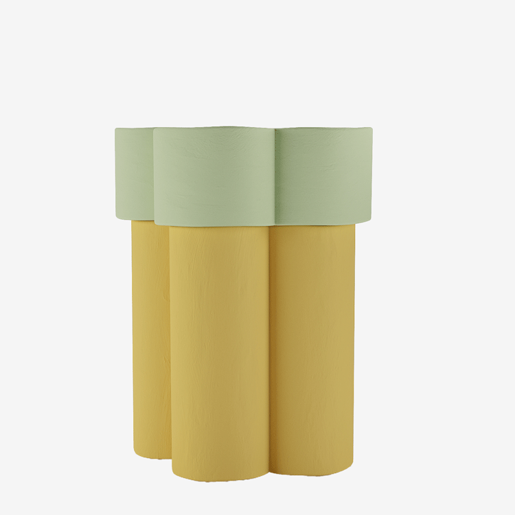 Table d'appoint en forme de fleur, magnésie vert clair et jaune Magnolia