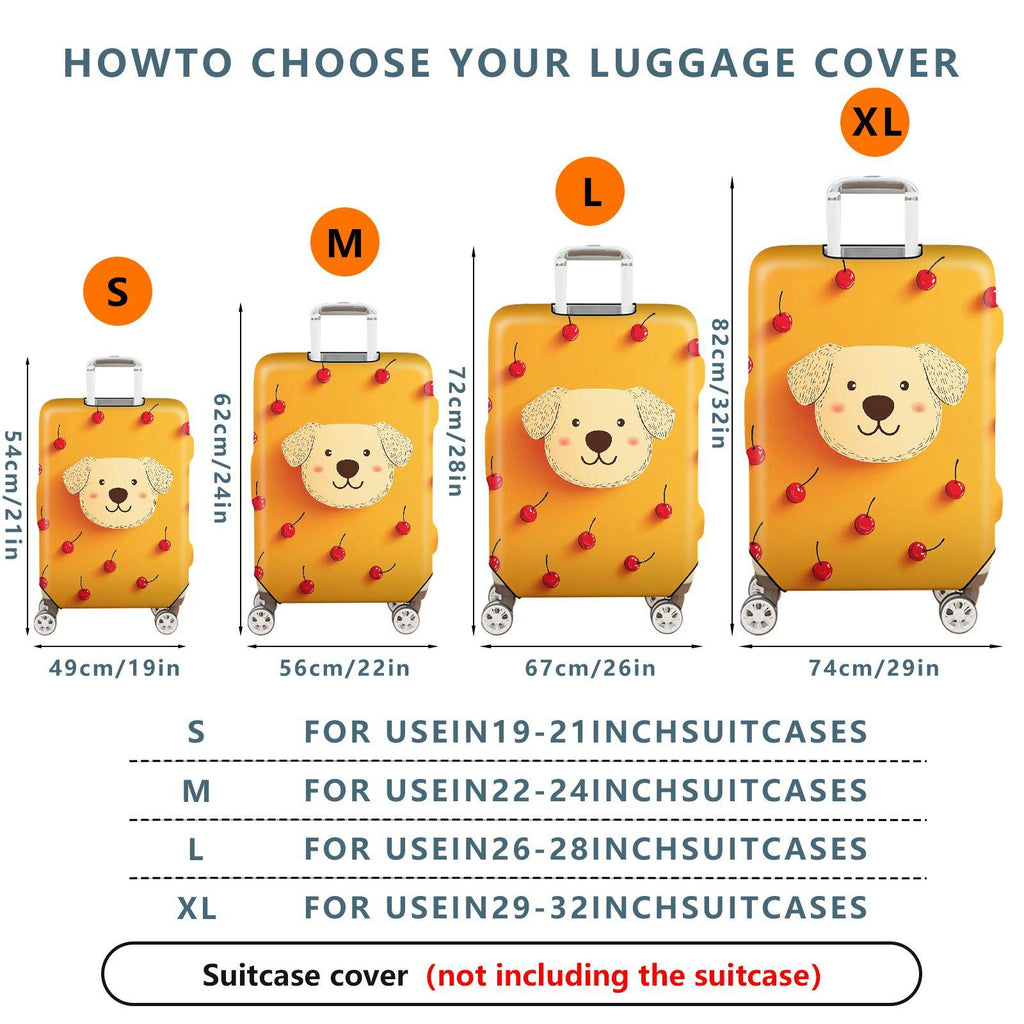1-Piece Dog Cherry Orange Cute  Fun  Suitcase Luggage Cover, Stretch Protective Sleeve