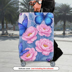 1-Piece Butterfly Floral Purple Pink Blue  Suitcase Luggage Cover, Stretch Protective Sleeve