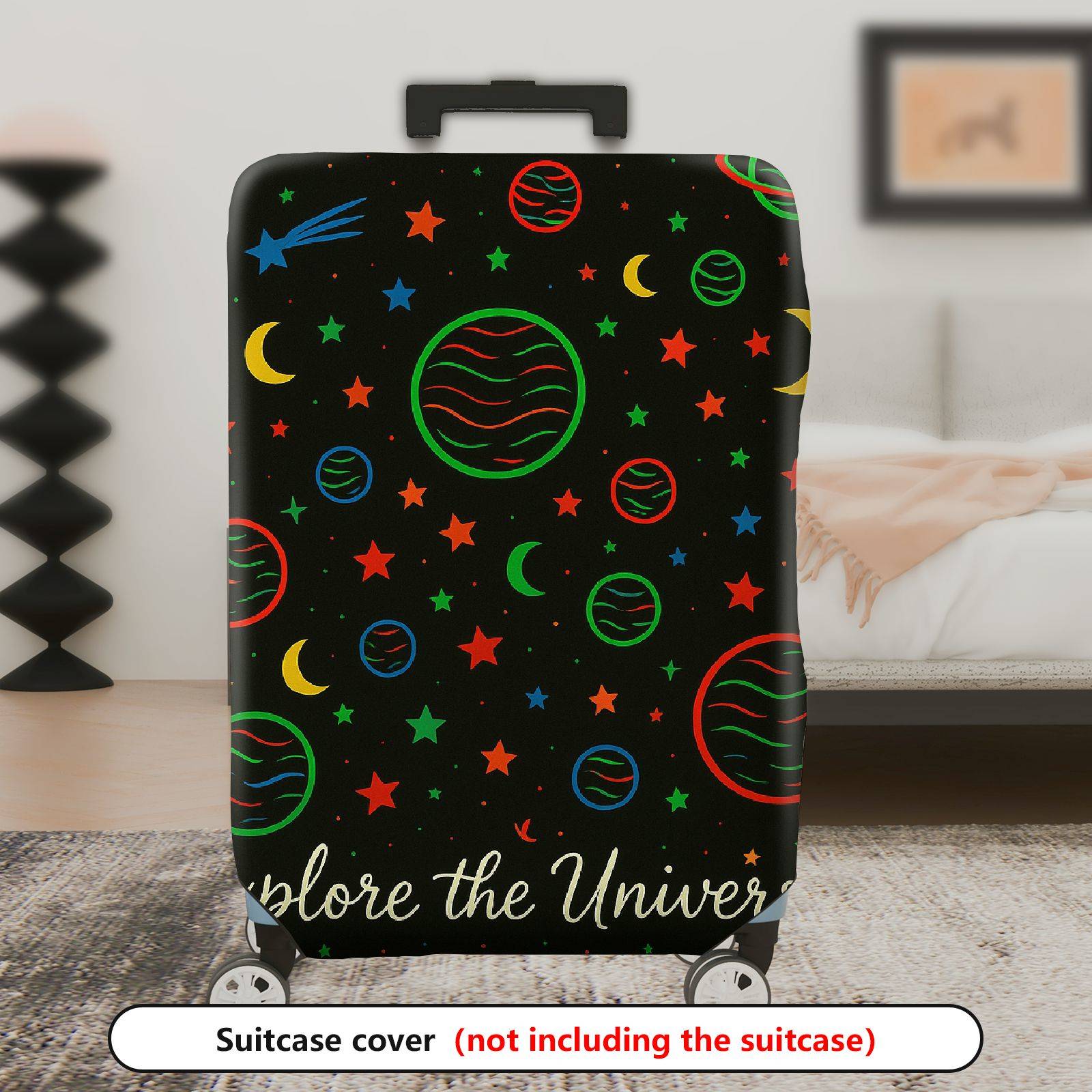 1-Piece Cosmic Planet Star Moon Galaxy Space  Suitcase Luggage Cover, Stretch Protective Sleeve