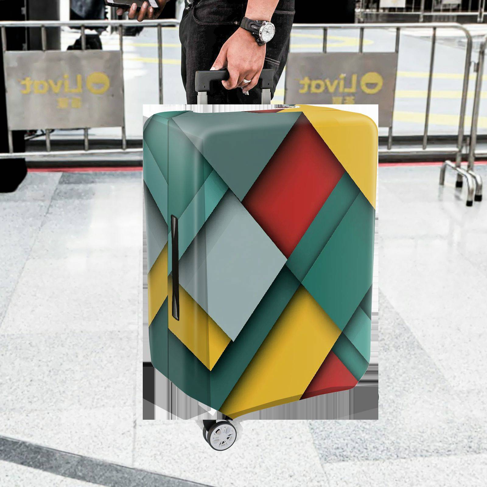 1-Piece Colorful Geometric Abstract Art Modern Unique  Suitcase Luggage Cover, Stretch Protective Sleeve