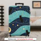 1-Piece Cat Starry Night Moon Galaxy Cosmic  Suitcase Luggage Cover, Stretch Protective Sleeve