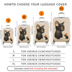 1-Piece Cute  Animal Black Cat Mouse Design  Suitcase Luggage Cover, Stretch Protective Sleeve