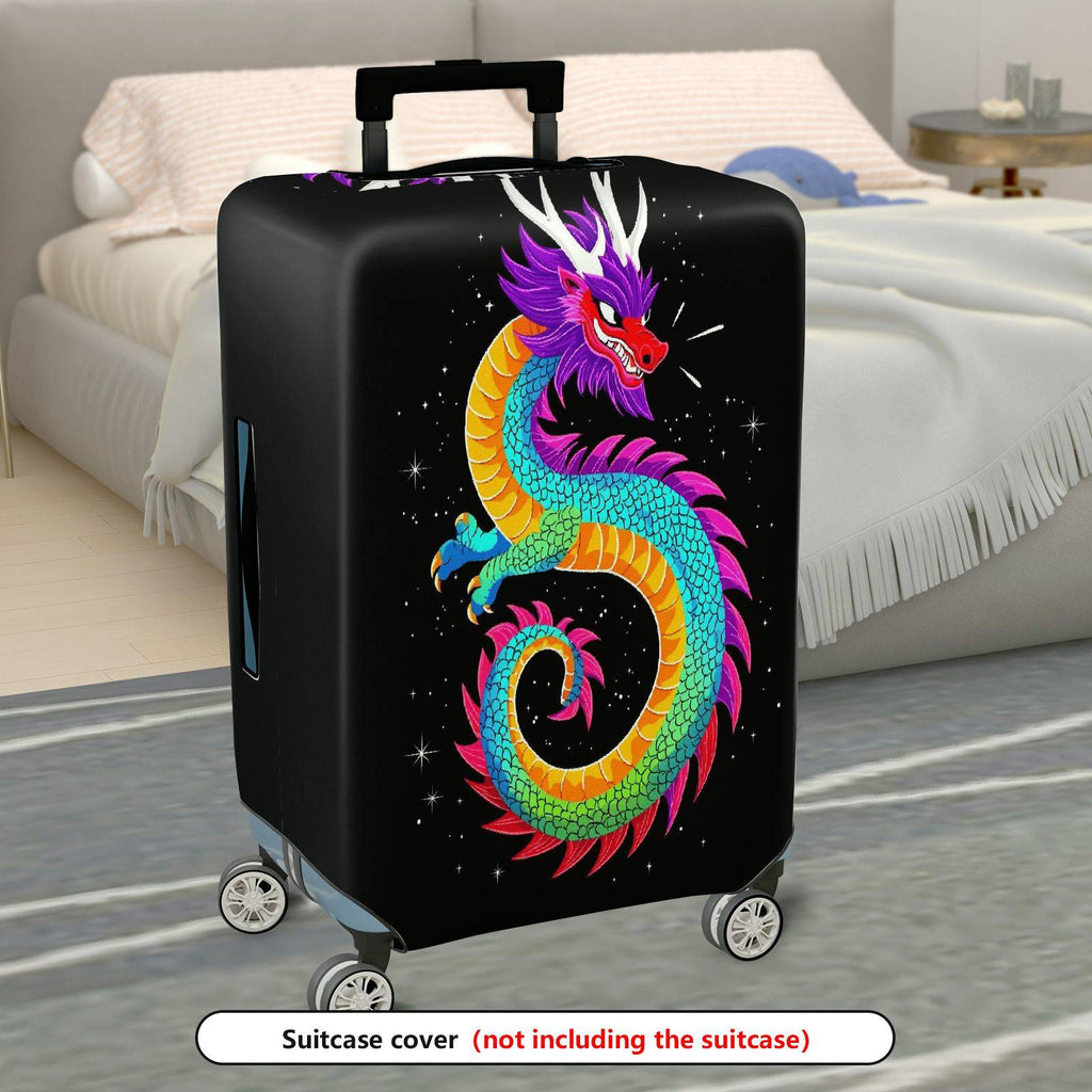 1-Piece Colorful Vibrant Dragon Mythical Fantasy Artistic  Suitcase Luggage Cover, Stretch Protective Sleeve