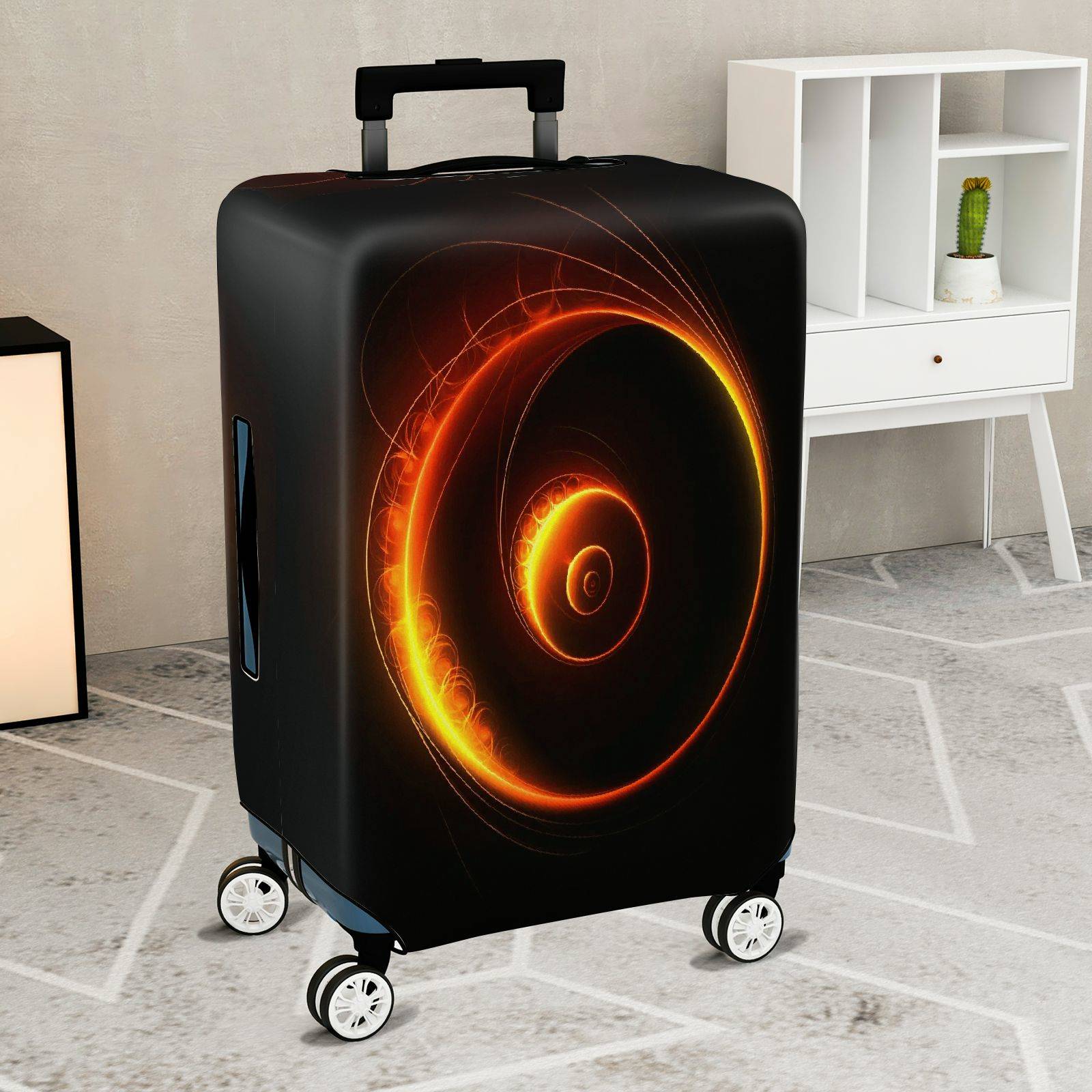 1-Piece Spiral Cosmic Abstract Vibrant Colorful Luminous  Suitcase Luggage Cover, Stretch Protective Sleeve