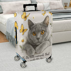 1-Piece Cat Butterfly Flower Words Artistic  Suitcase Luggage Cover, Stretch Protective Sleeve