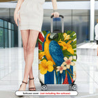 1-Piece Tropical Parrot Floral Stripe Colorful  Suitcase Luggage Cover, Stretch Protective Sleeve