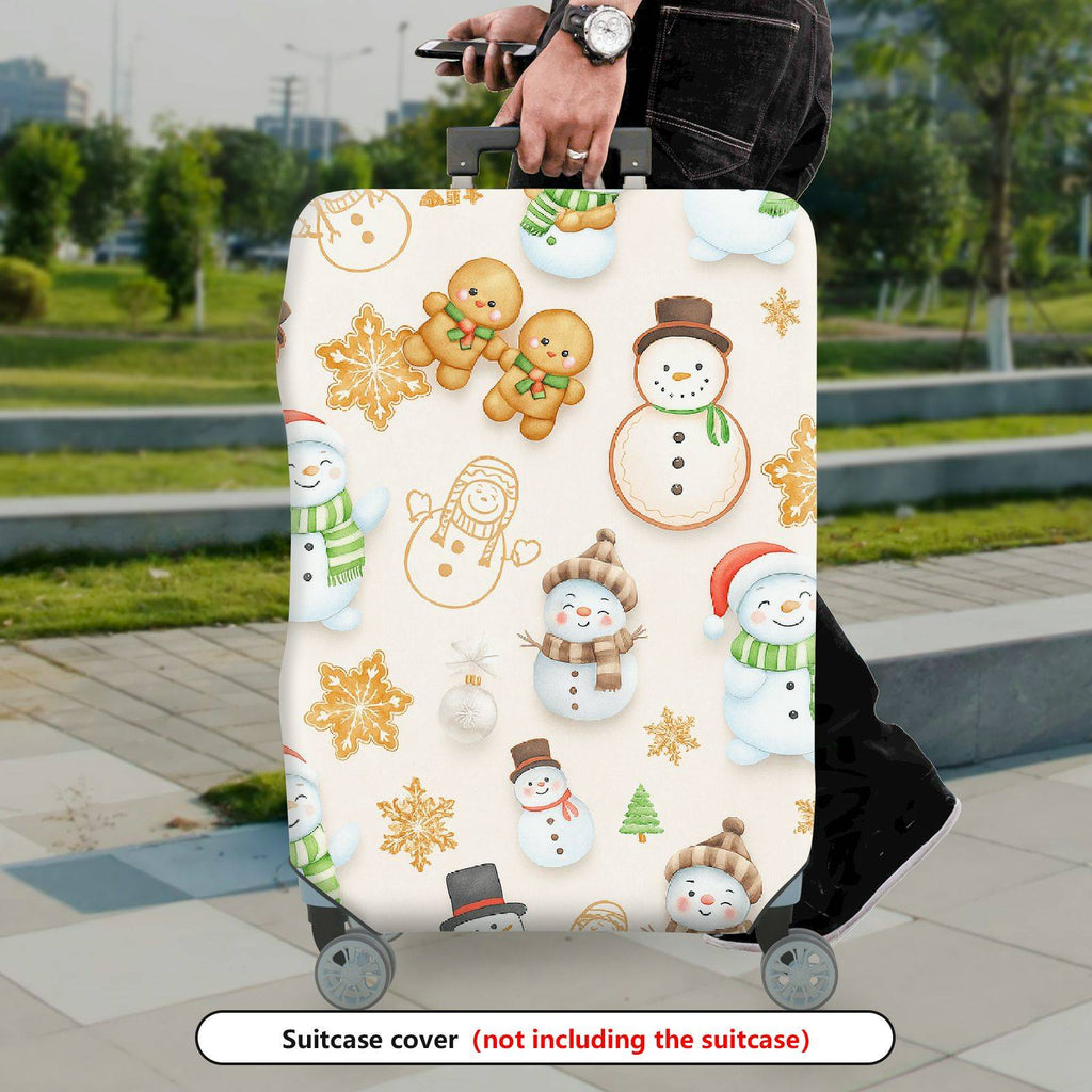 1-Piece Snowman Gingerbread Snowflakes Christmas Holiday  Suitcase Luggage Cover, Stretch Protective Sleeve