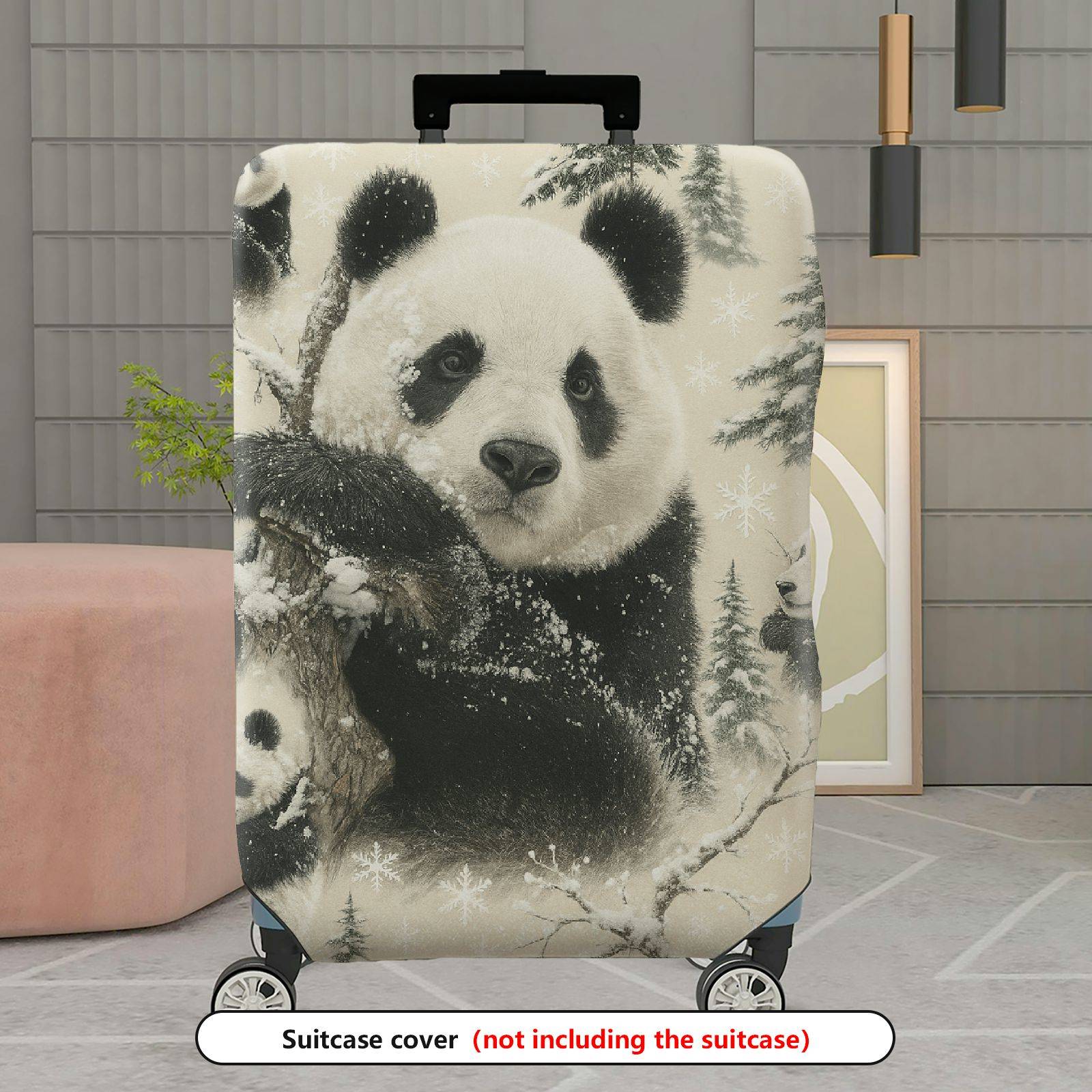 1-Piece Panda Snow Forest Winter Nature Cute Animal  Suitcase Luggage Cover, Stretch Protective Sleeve