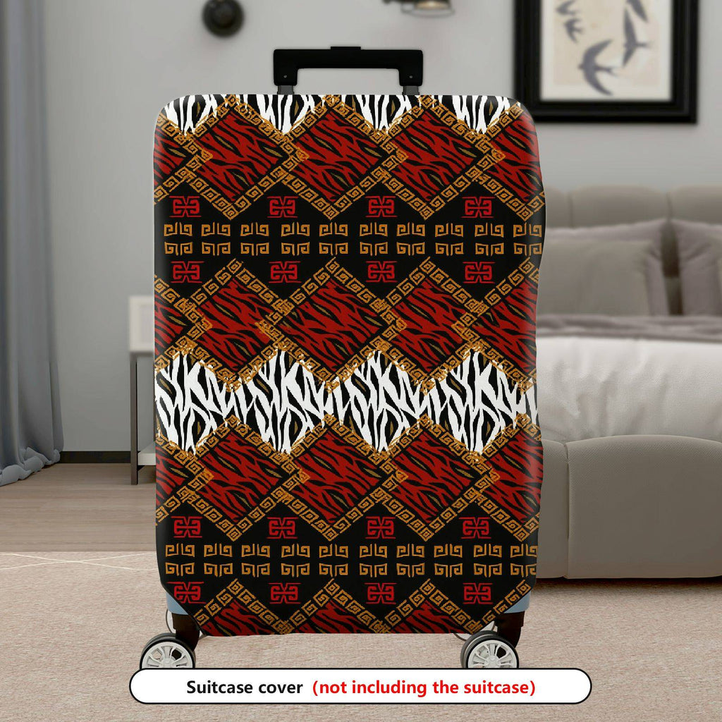 1-Piece Red Gold Black Animal Pattern Geometric Tribal Ethnic  Suitcase Luggage Cover, Stretch Protective Sleeve